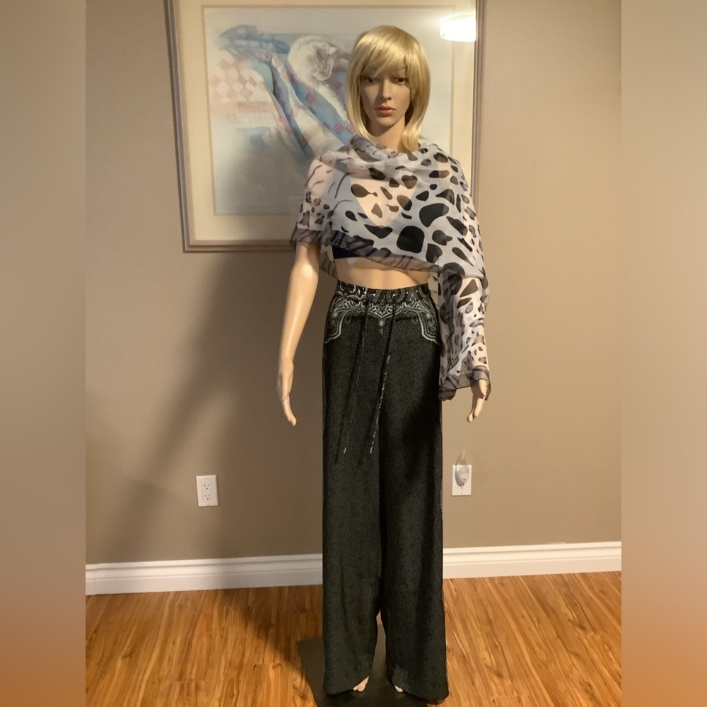 Michael Kors Palazzo Pants Black White Gray Women's Size 8
